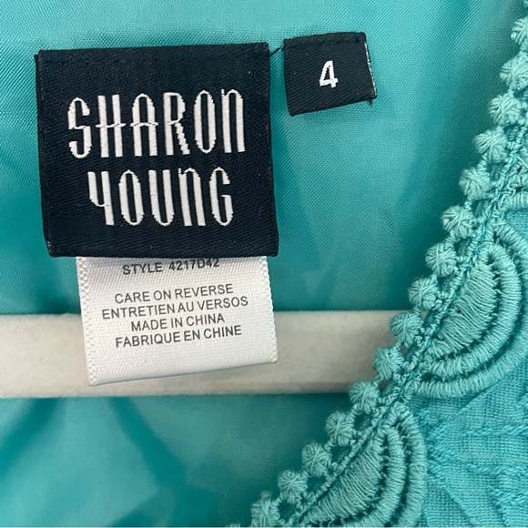 Sharon Young Springtime Sleeveless Turquoise Green Midi Dress Size 4 - Picture 4 of 9